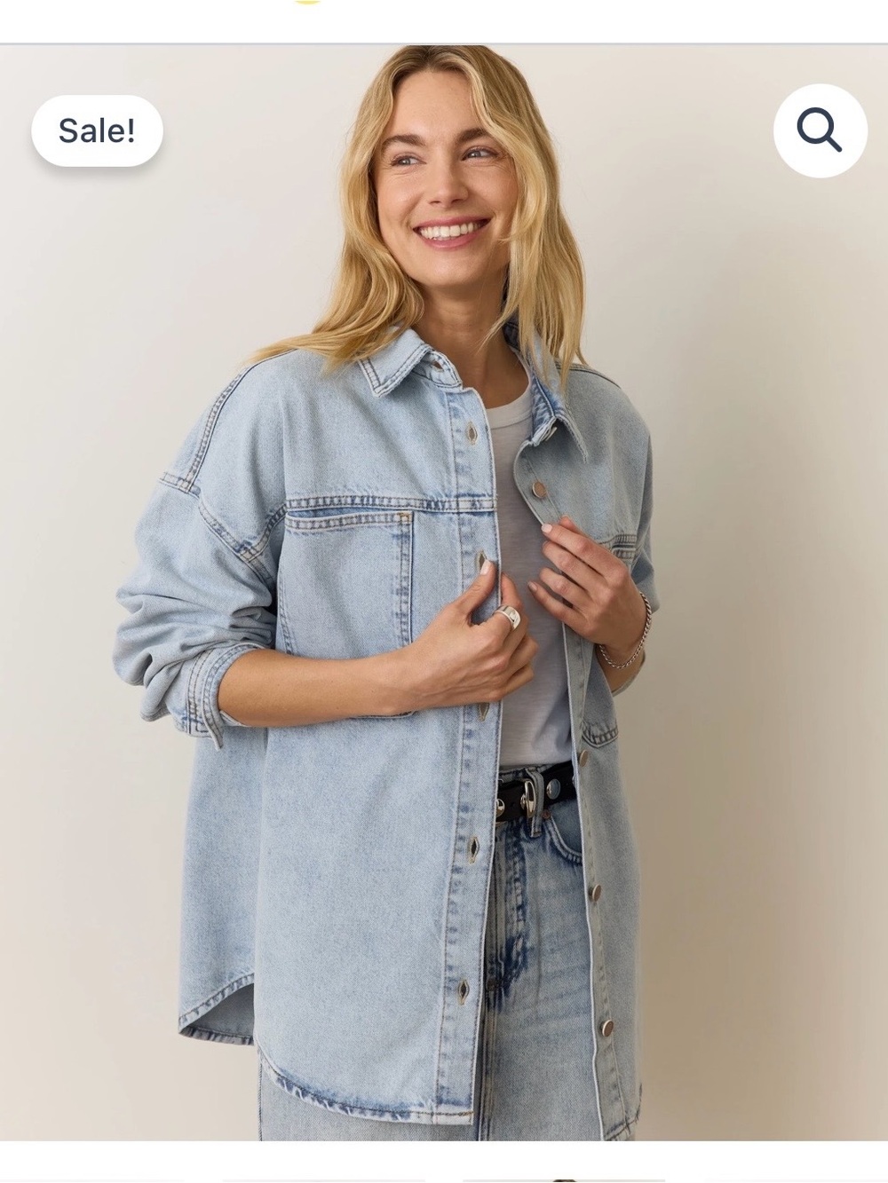 Marine Layer Light Blue Denim Button-Front Shacket